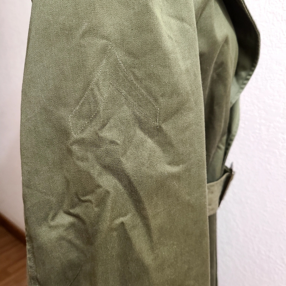 Vtg US Military Overcoat/Trench Coat Double Breasted Size Short S Olive Green - Picture 6 of 14